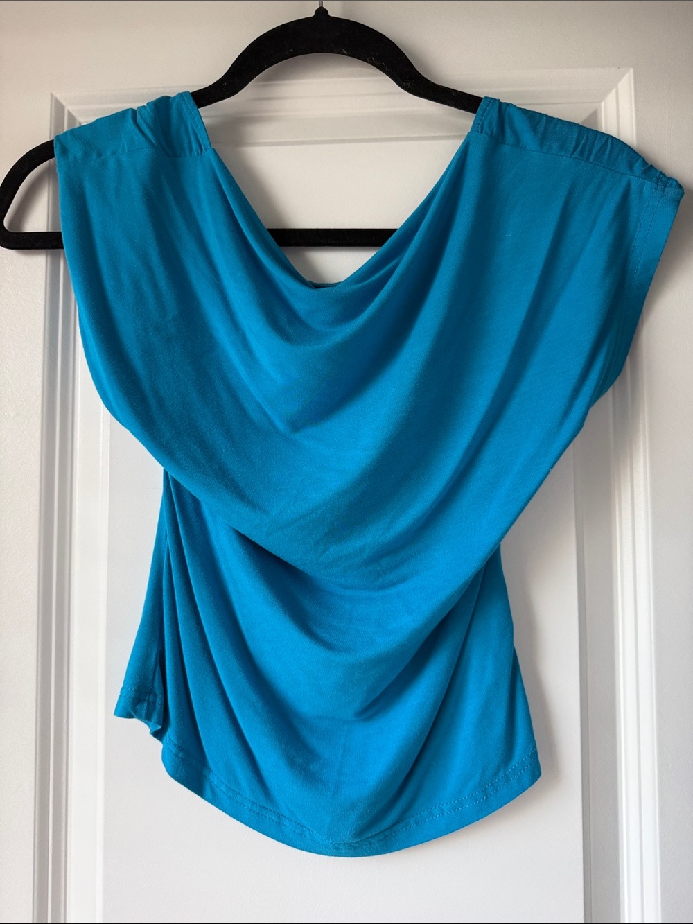 Draped Cowl Neck Women’s Top - Turquoise